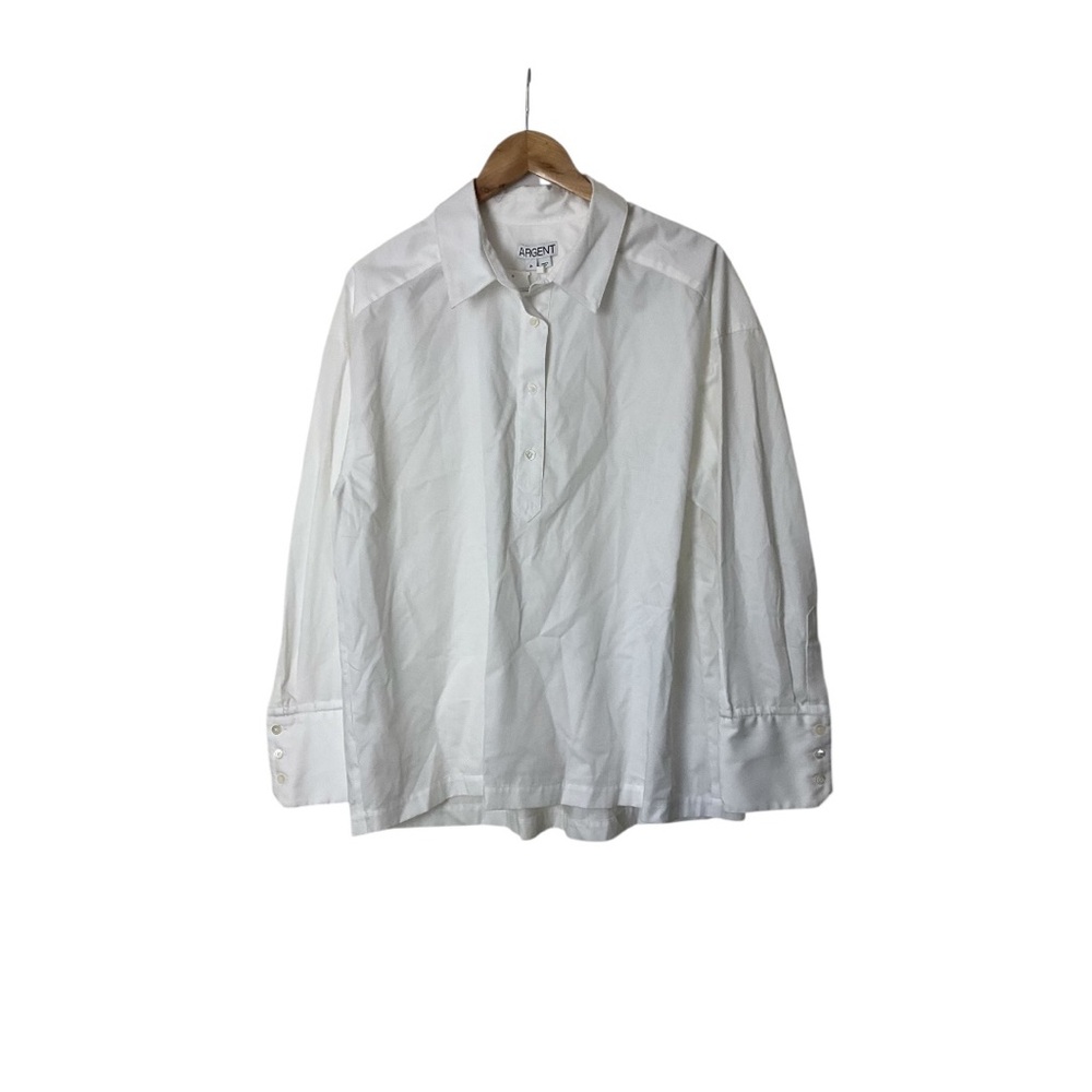 NWT Argent White Popover Cotton Shirt Blouse 14 2149
